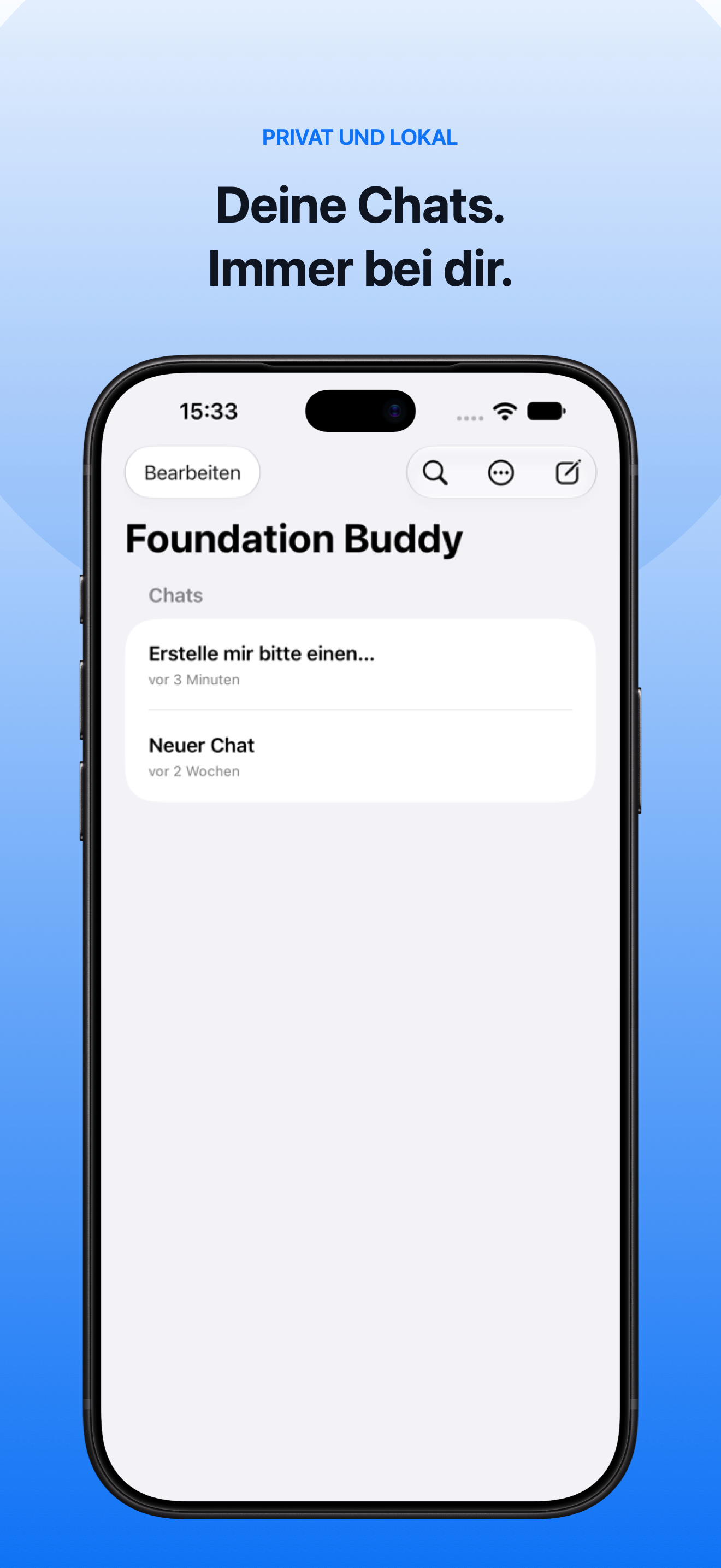 Buddy zeigt die private Chatübersicht auf einem iPhone